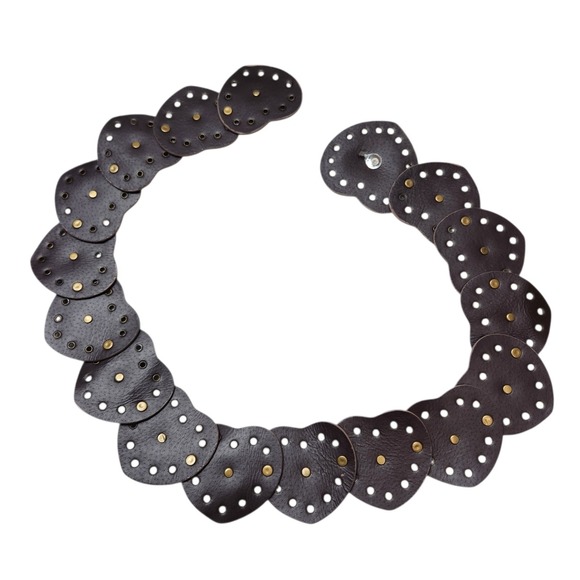 Women's One Size Adjustable Heart Shaped Western Belt Brown Vegan Leather Stars - Picture 6 of 8